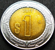 Moneda exotica bimetal 1 NUEVO PESO - MEXIC, anul 2017 * cod 1038 = A.UNC