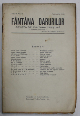 FANTANA DARURILOR , REVISTA DE CULTURA CRESTINA , no. 2 , 1930 foto