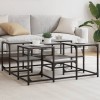 Măsuță cafea vidaXL gri sonoma 91x91x40cm lemn prelucrat, blat dublu, picioare reglabile, cadru metalic