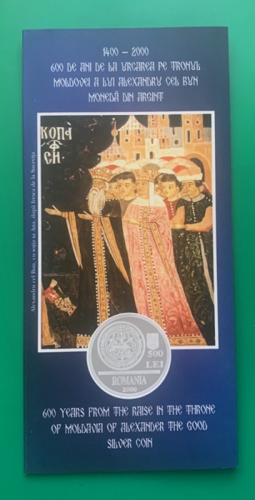 PLIANT(FOLDER) URCAREA PE TRON AL LUI ALEXANDRU CEL BUN, PENTRU MONEDA DE ARGINT