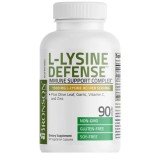 Cumpara ieftin L-Lysine Defense 1500mg, Bronson Laboratories, 90 capsule, cu Vitamina C, Zinc, Extract de Maslin si Usturoi, Supliment Alimentar