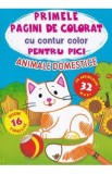 Carte de Colorat pentru Copii cu Animale Domestice, Autocolante si Contur Colorat. 16 Desene + 32 Stickere