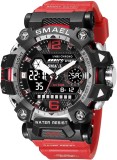 Ceas de mana barbatesc Smael Dual Time Cronograf Cronometru Sport Stil Army Militar Alarma Rosu