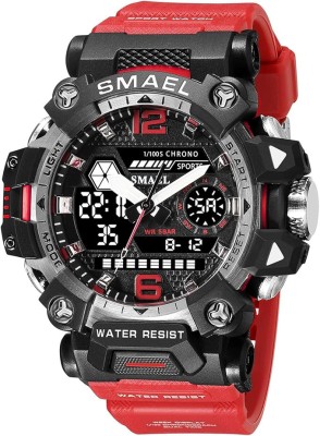 Ceas de mana barbatesc Smael Dual Time Cronograf Cronometru Sport Stil Army Militar Alarma Rosu foto