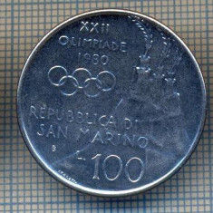 AX 1366 MONEDA - SAN MARINO - 100 LIRE -ANUL 1980 OLIMPIADA-STAREA CARE SE VEDE