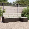 VidaXL Set de canapele pentru grădină cu pernă 5 pcs Maro Rattan poli 3354327