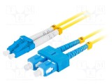 Patch cord fibră optică LANBERG LC/UPC-SC/UPC 3m monomod 9/125&micro;m galben