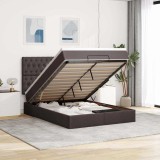 VidaXL Cadru de pat otoman cu saltea țesătură maro &icirc;nchis 140x190cm