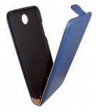 Husa flip albastra (interior bej) pentru HTC Desire 300 Zara Mini, Cu clapeta, Piele Ecologica
