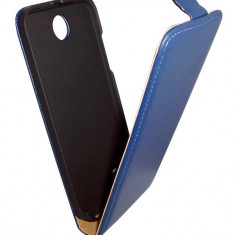 Husa flip albastra (interior bej) pentru HTC Desire 300 Zara Mini