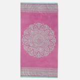 Prosop de plaja din bumbac, model mandala, 150x75 cm, roz si verde, CMCLASS