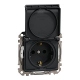 Priza simpla schuko cu capac Schneider Sedna IP44 antracit SDD214023