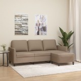 VidaXL Canapea cu 3 locuri / taburet cappuccino 180 cm piele ecologică