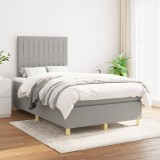 VidaXL Pat continental cu saltea, gri deschis, 120x200 cm, textil 3142481