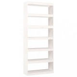 Biblioteca/Separator camera, alb, 80x30x199,5 cm lemn masiv pin