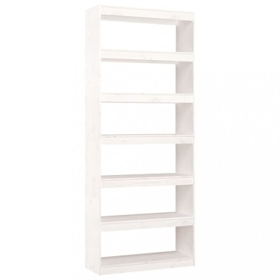 Biblioteca/Separator camera, alb, 80x30x199,5 cm lemn masiv pin foto