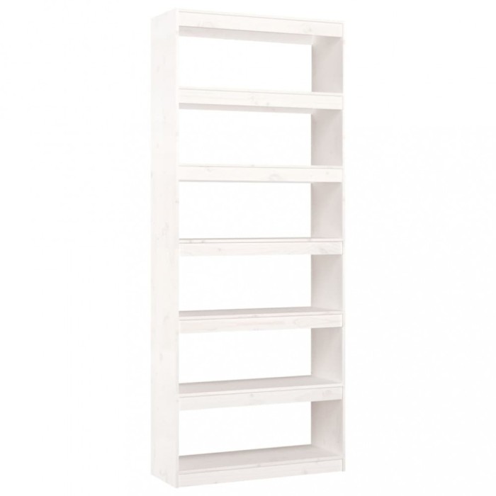 Biblioteca/Separator camera, alb, 80x30x199,5 cm lemn masiv pin