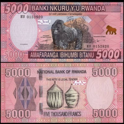 Rwanda 2014 - 5000 francs UNC foto