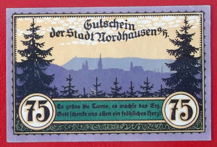 Germania notgeld 75 pfennig 1921 Nordhausen **