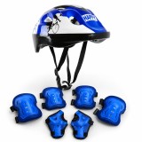 Set Protectie pentru Copii FIXATO, Casca 7 in 1 pentru 3-14 ani, Genunchiere, Cotiere, Aparatori Incheieturi, pentru Bicicleta, Role, Albastru