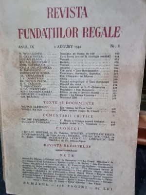 Revista Fundatiilor Regale - Anul IX 1 August 1942 Nr. 8 foto
