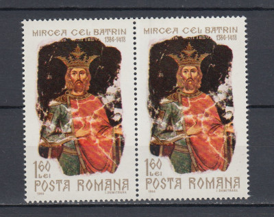 ROMANIA 1968 LP 675 - 550 ANI DE LA MOARTEA LUI MIRCEA CEL BATRAN PERECHE MNH foto