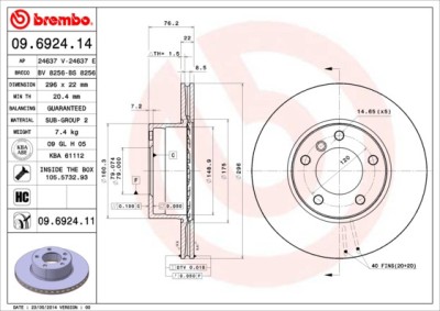 BREMBO 09.6924.11 PRIME LINE - UV Coated Disc frana foto