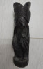 Vază sculptată în lemn exotic, dur și greu, decorativă, cu păsări, inaltime 21cm