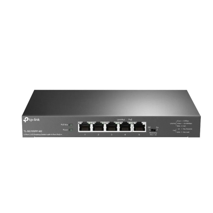 Switch 4 porturi PoE RJ45 2.5G, 1 port RJ45 2.5G, Unmanaged - TP-Link TL-SG105PP-M2