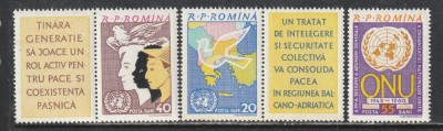 Romania 1961 - #532 ONU 3v MNH foto