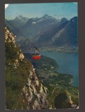 CPIB 25282 CARTE POSTALA - TELECABINA, TELEFERIC LA VEYRIER LACUL d'ANNECY, CIRCULATA, 1977, STAMPILA, TIMBRU