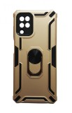 Husa telefon compatibila cu Samsung Galaxy A12, Powerful, Inel si placuta metalica, HT116, Maro, Silicon, Carcasa
