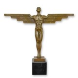 Icar-statueta Art Deco din bronz pe un soclu din marmura BJ-85