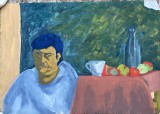 Tablou / lucrare DRAGOTĂ Andreea, cca 70 x 50, acrilic pe carton subtire, stampila Universitatea de Arta Bucuresti pictor roman arta