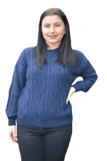 Pulover tricotat Giannina ,model cu romburi ,bleumarin foto