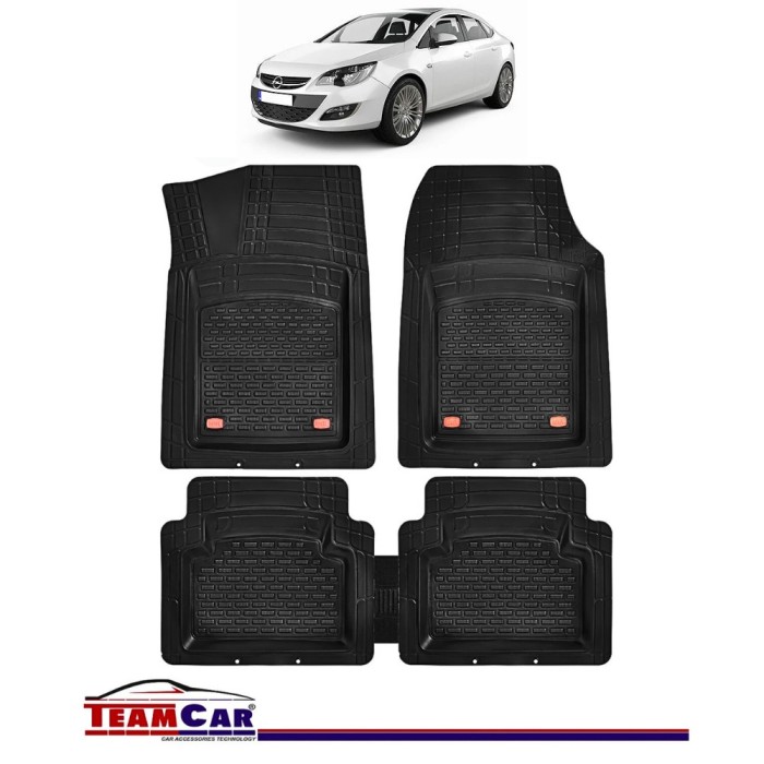 Covorase Auto TeamCar&reg; Tip Tavita Compatibile Opel Astra J Sedan(2009-2015) Negru Material Rezistent