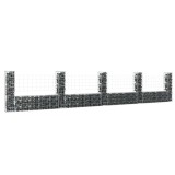 Cumpara ieftin Coș de gabion &icirc;n formă de U cu 5 st&acirc;lpi, 500x20x100 cm, fier
