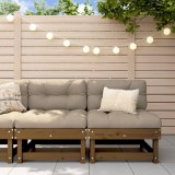 Set 2 Canapele Mijloc Gradina vidaXL, Lemn Masiv Pin Maro Miere, Perne Gri Taupe, 61x60.5x62cm