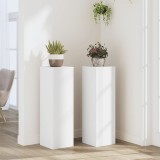 VidaXL Suporturi de plante, 2 buc., alb, 25x25x80 cm, lemn prelucrat
