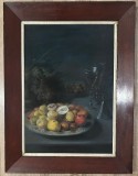 Tablou Pastel Clar-Obscur Natura Moarta anii 1900, cu certificat &icirc;nrămat 49x65cm, Natura statica, Altul
