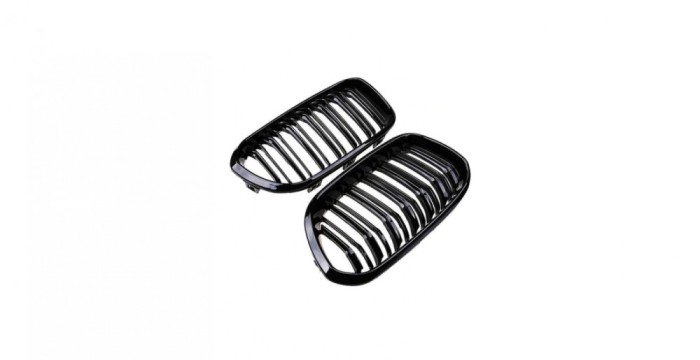 Set 2 grile duble, negru lucios, M Design pentru BMW F20 Facelift
