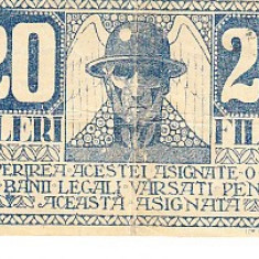 M 1 - Bancnota Romania - Asignata - 20 fileri Timisoara - emisiune 1919