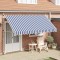 Copertină retractabilă manual, dungi albastru și alb, 400 cm