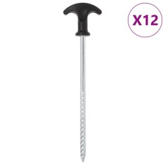 vidaXL ?aru?i de cort, 12 buc., 20 cm, ?7 mm, o?el galvanizat foto
