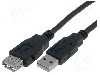 Cablu USB A mufa, USB A soclu, USB 2.0, lungime 3m, negru, VCOM - CU202-B-030-PB
