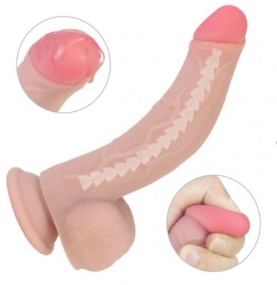 Dildo Realist Bendable Phill, Silicon Lichid, Natural, 20.5 cm, Mokko Toys foto