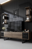 Comoda TV Black Line TV Stand Stylish, Gri, 180 x 48 x 30 cm