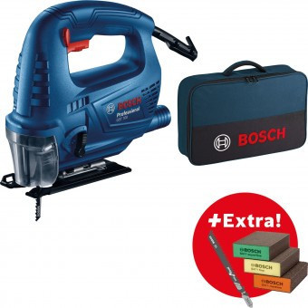 Bosch GST 700 Ferastrau vertical 500W + Set 5 panze lemn + Set 3 bureti slefuire + Geanta textil - 3165140982306 foto