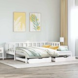 Cumpara ieftin Pat de zi cu extensie și sertare fără saltea, alb, 90x200 cm