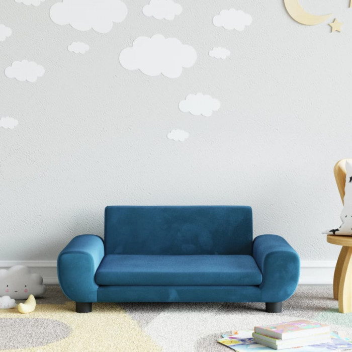 Canapea pentru copii, albastru, 70x45x33 cm, catifea GartenMobel Dekor